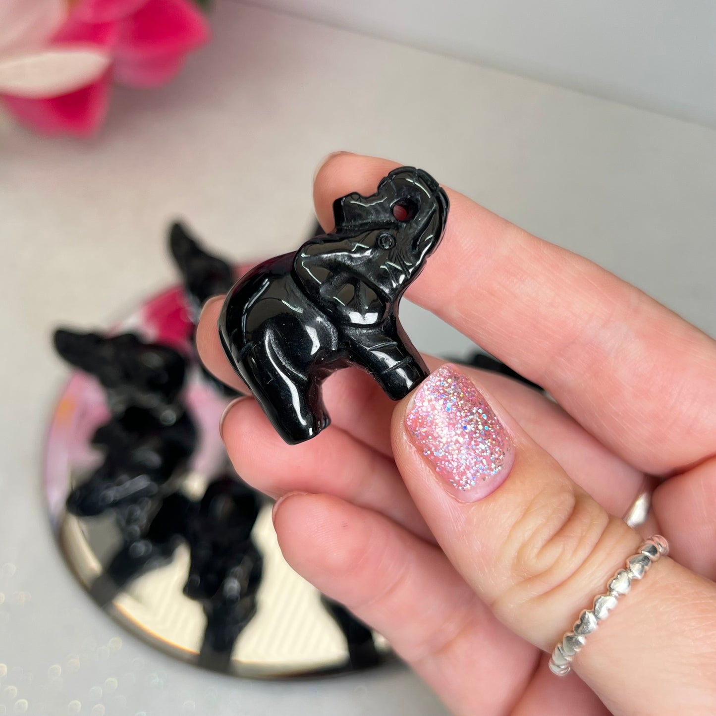 Black Obsidian Elephant