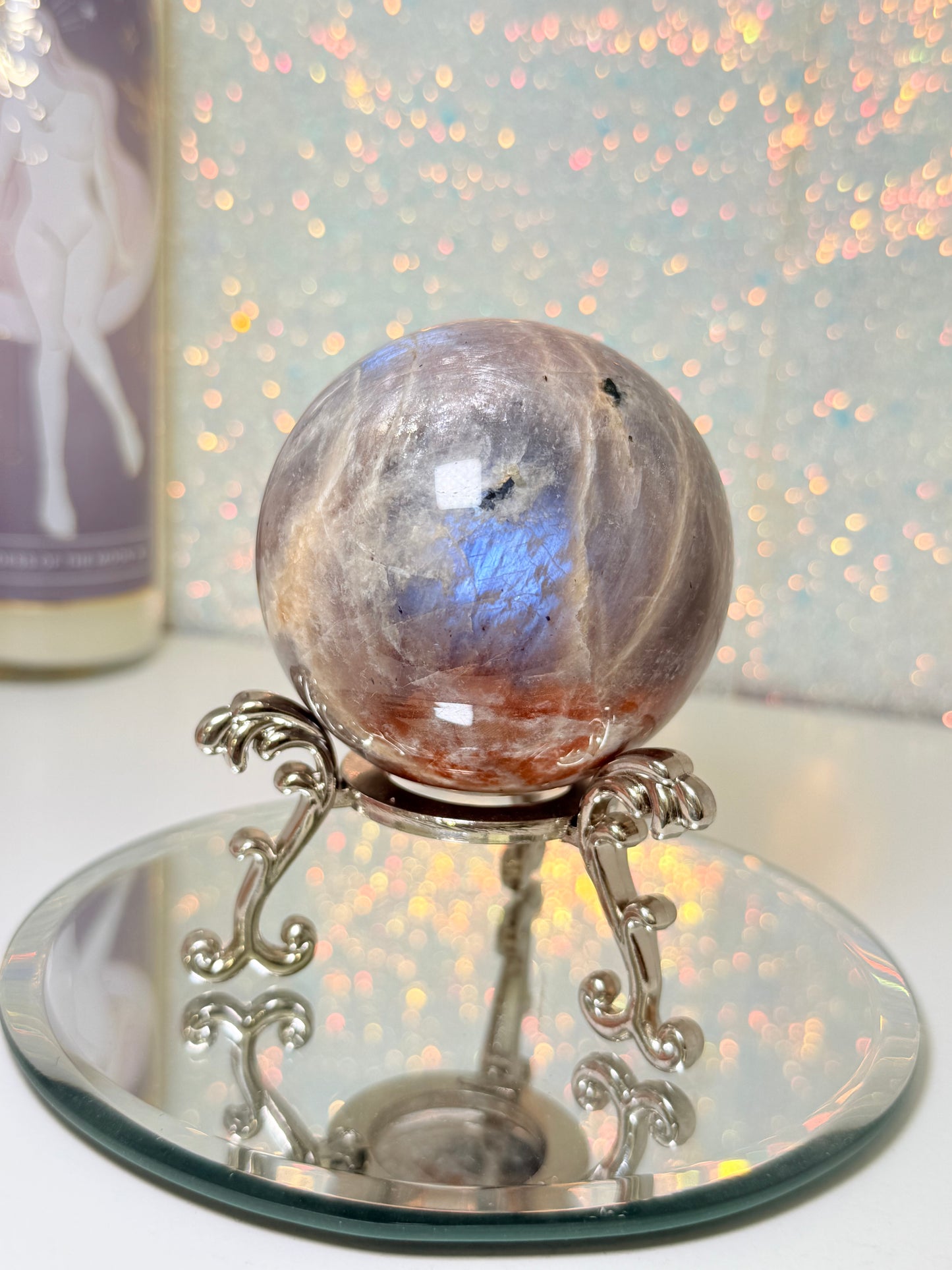 Moonstone With Sunstone Sphere (Super Flashy!)