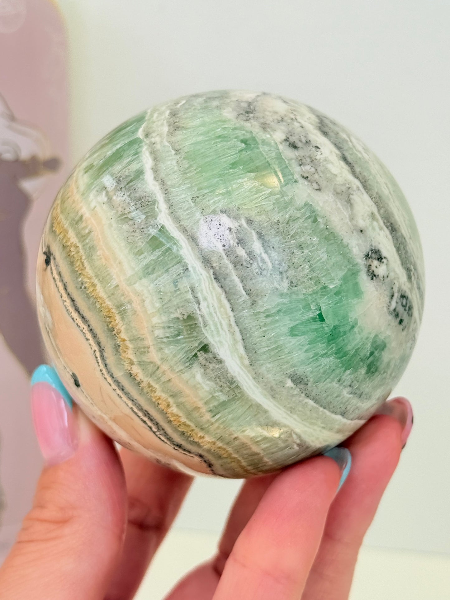 Kiwi Calcite Sphere