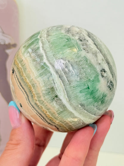 Kiwi Calcite Sphere