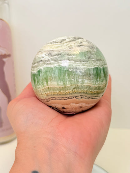 Kiwi Calcite Sphere