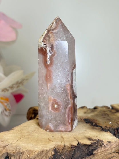Money Agate With Quartz Point