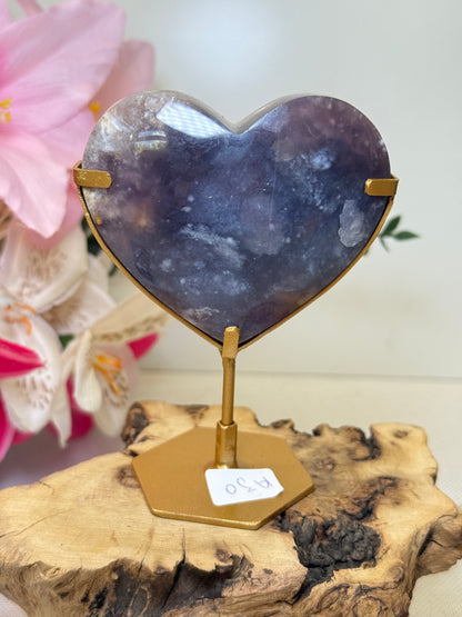 Purple Chalcedony Heart With Stand