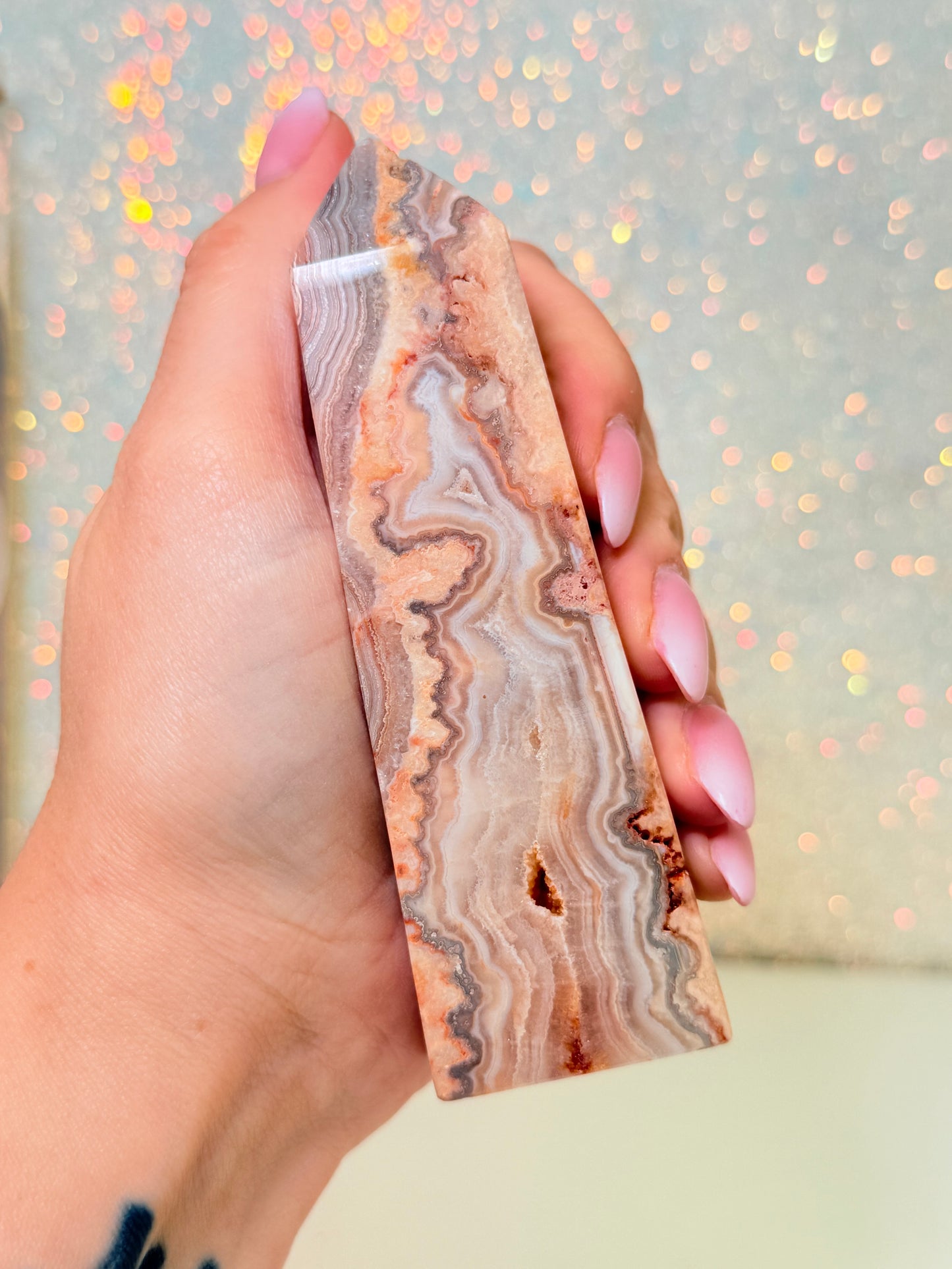 Pink Crazy Lace Agate Tower