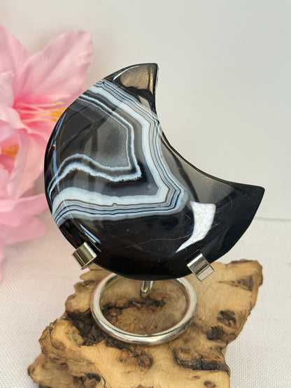 Black Banded Agate Moon