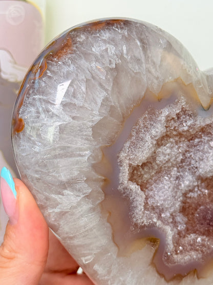 Large Brazilian Agate Heart With Stand