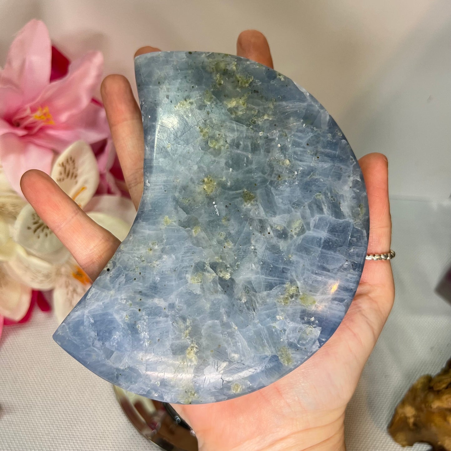 Large Blue Calcite Moon