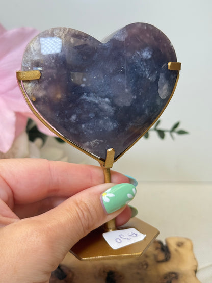 Purple Chalcedony Heart With Stand