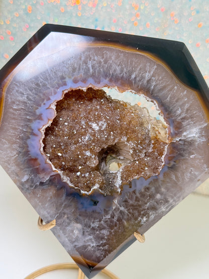 Brazilian Agate Diamond On Stand