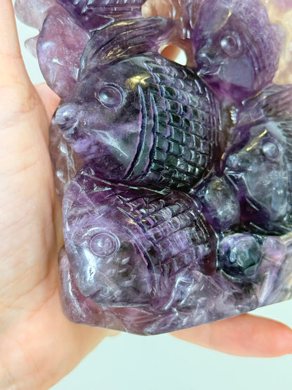 XL Fluorite Fish Carving