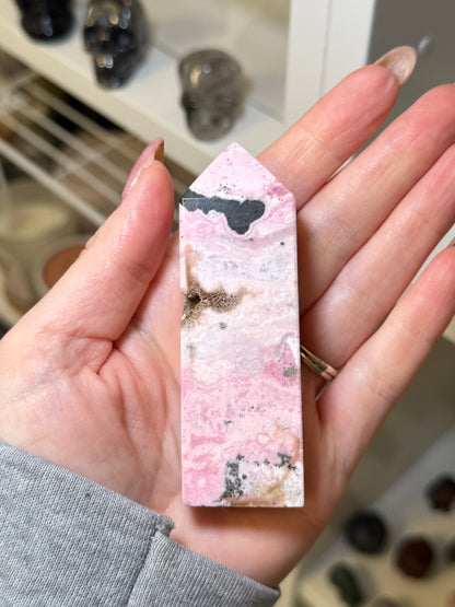 Peruvian Rhodonite Tower (With Quartz Clusters!)