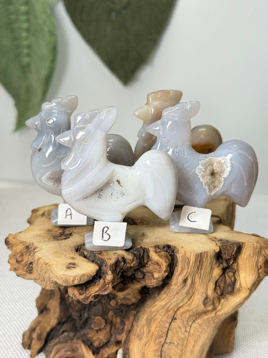 Druzy Agate Roosters