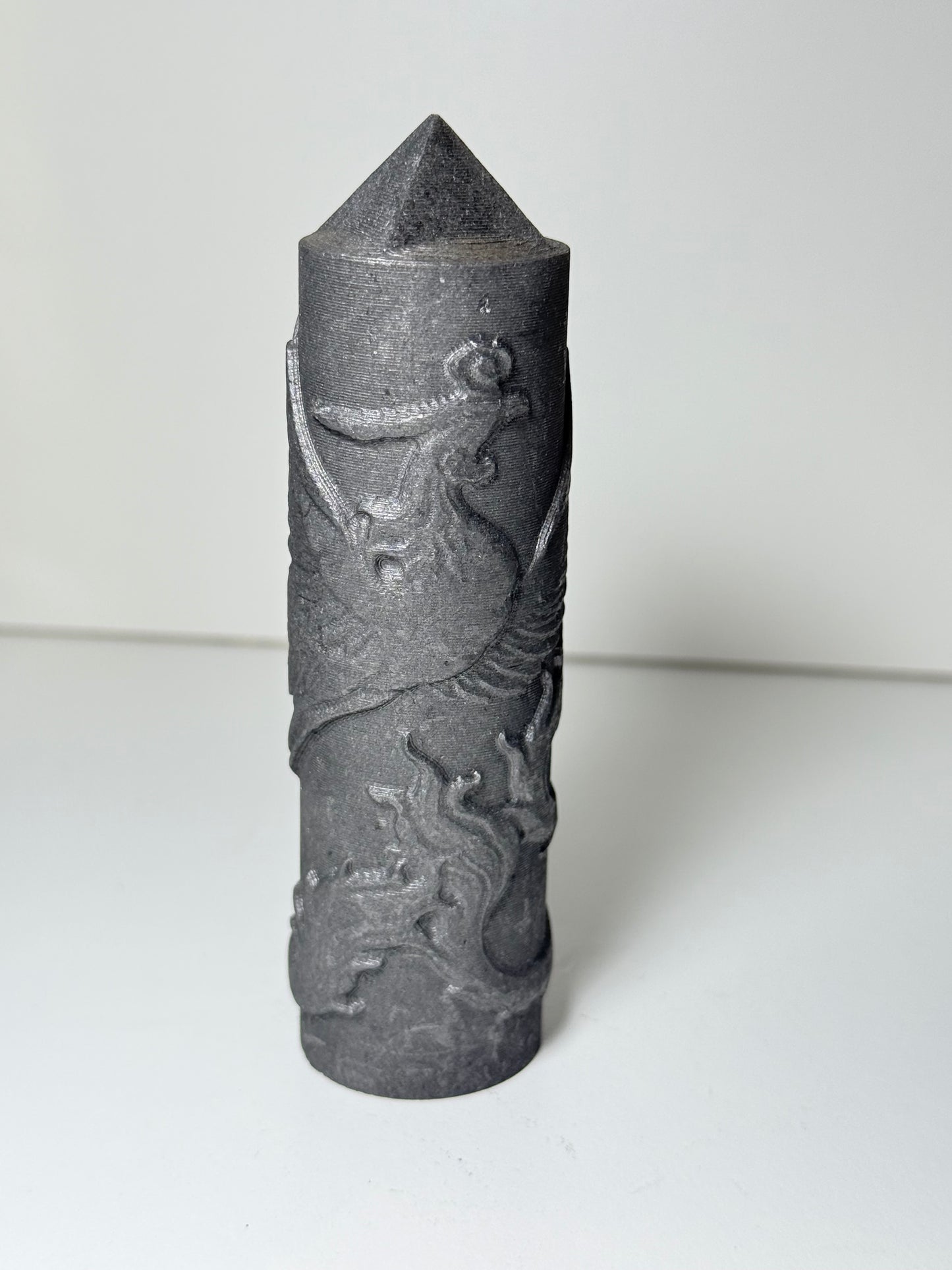 Shungite Point With Carved Phoenix