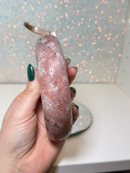 Pink Amethyst Moon Face With Stand
