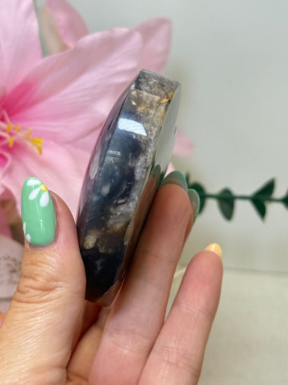 Purple Chalcedony Heart With Stand