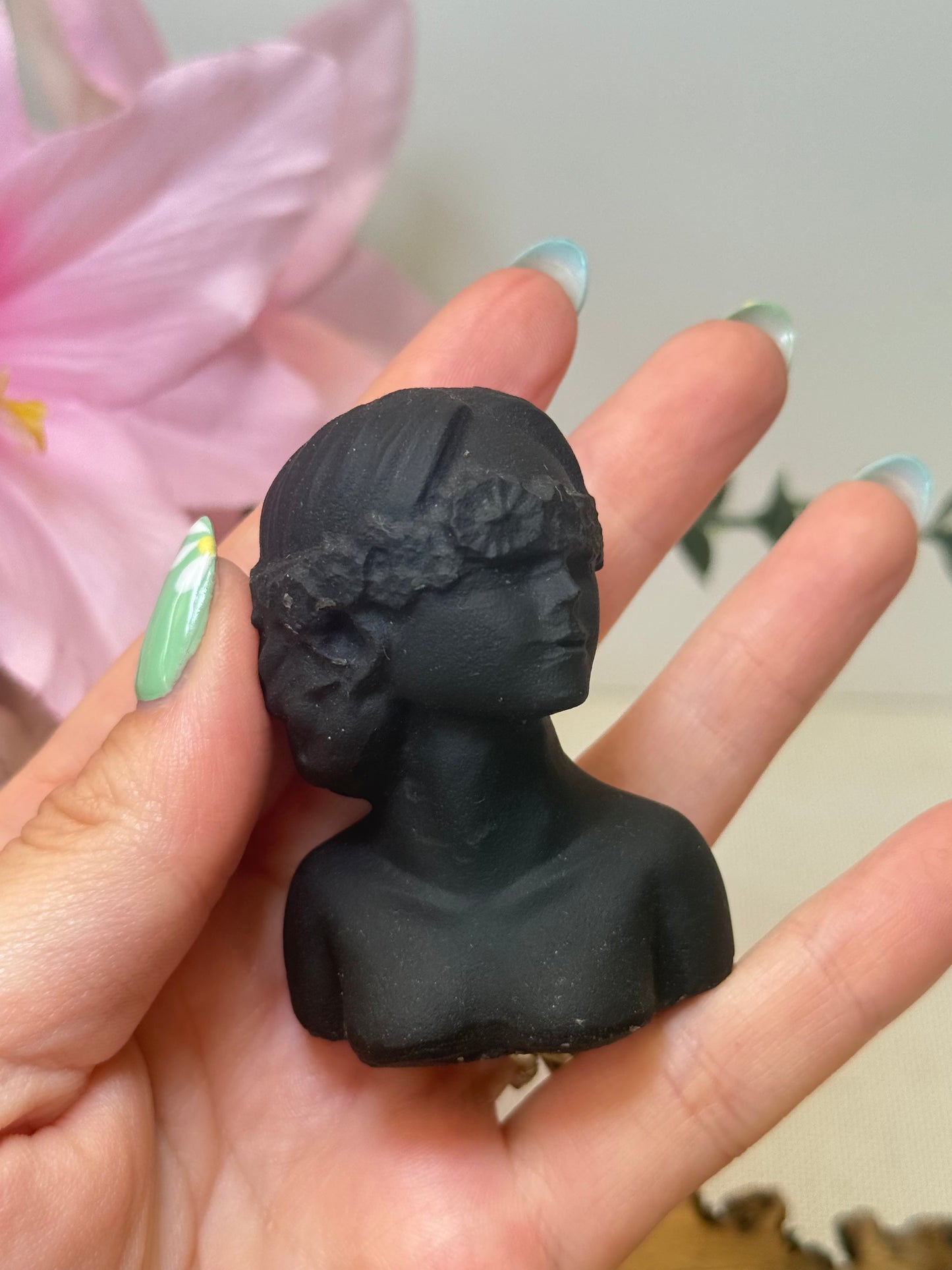Matte Black Obsidian Lady Bust