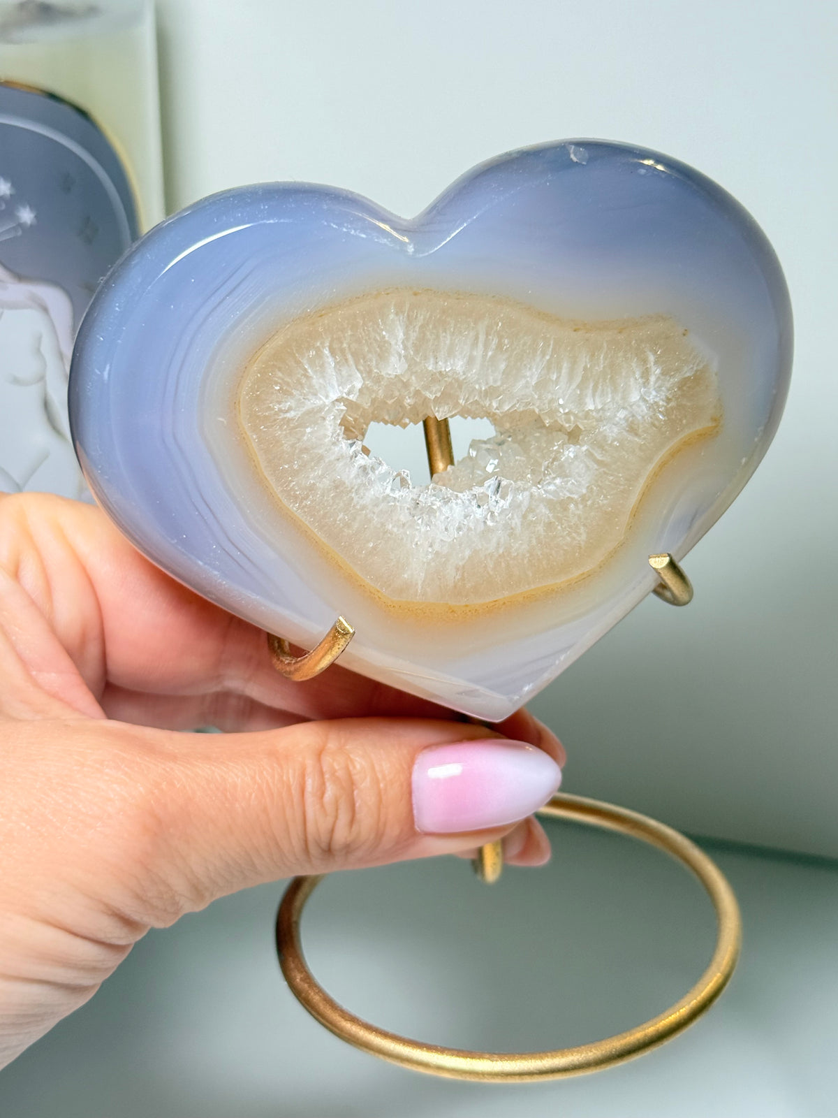 Brazilian Agate Heart With Stand