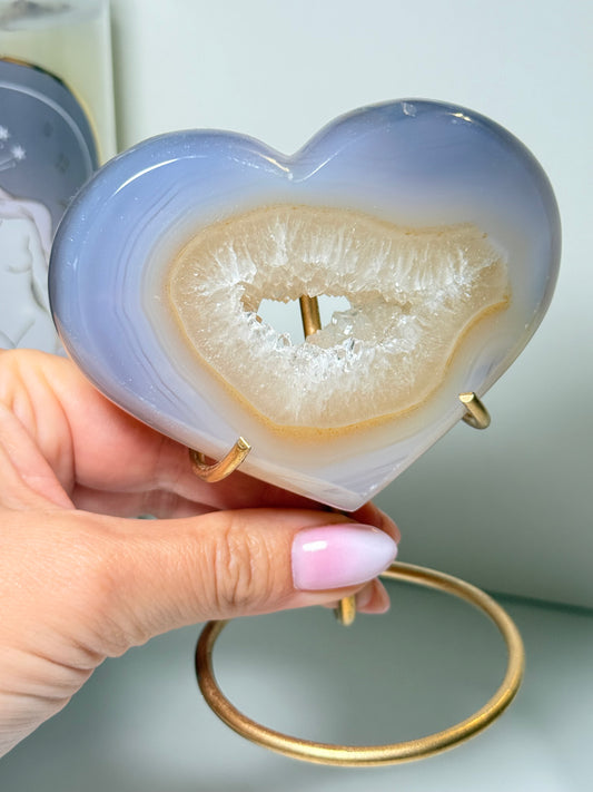 Brazilian Agate Heart With Stand