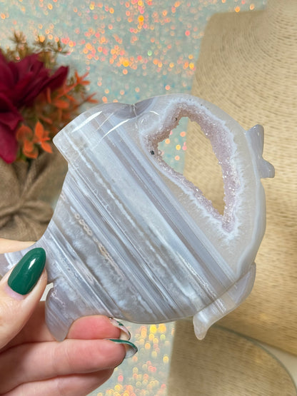 Druzy Agate Fish With Stand