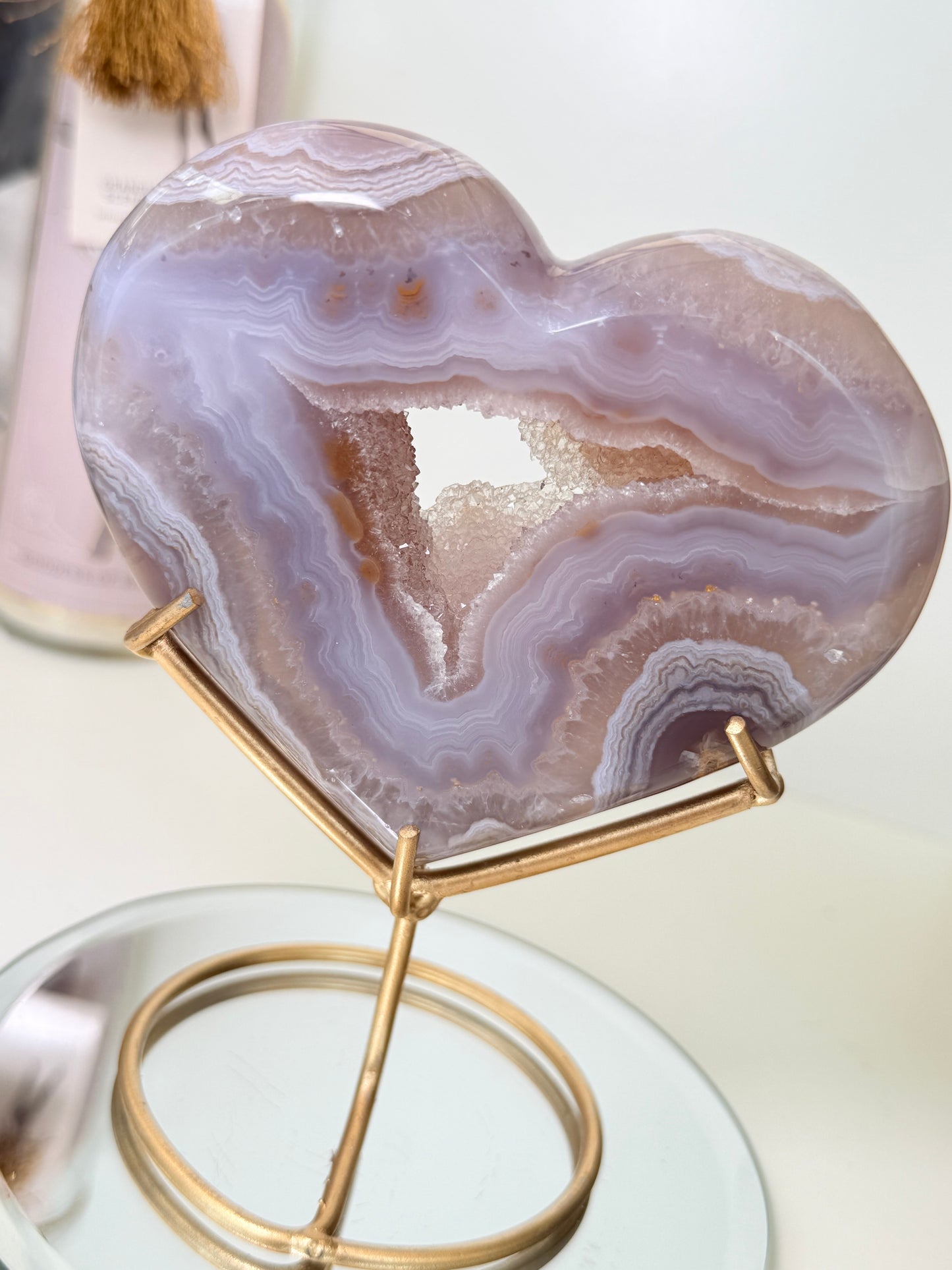 Brazilian Agate Heart On Stand