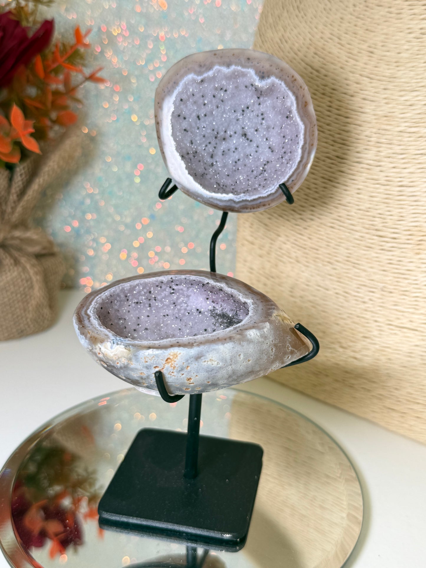 Brazilian Druzy Agate Geode Display Jewellery Box
