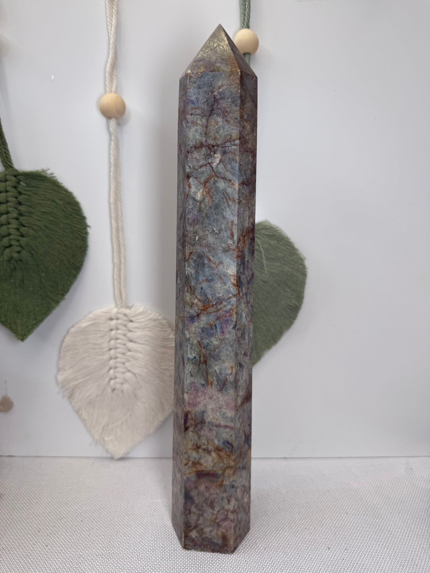 1.3kg Ruby In Kyanite / Iron Stained Quartz Point
