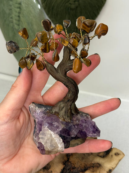 Amethyst Cluster Tigers Eye Chip Tree