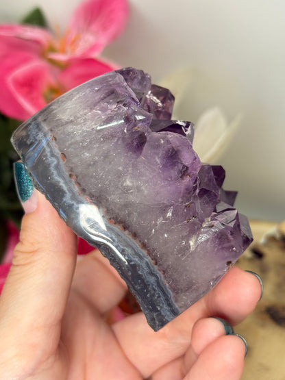 Chunky Amethyst In Agate Cluster Heart