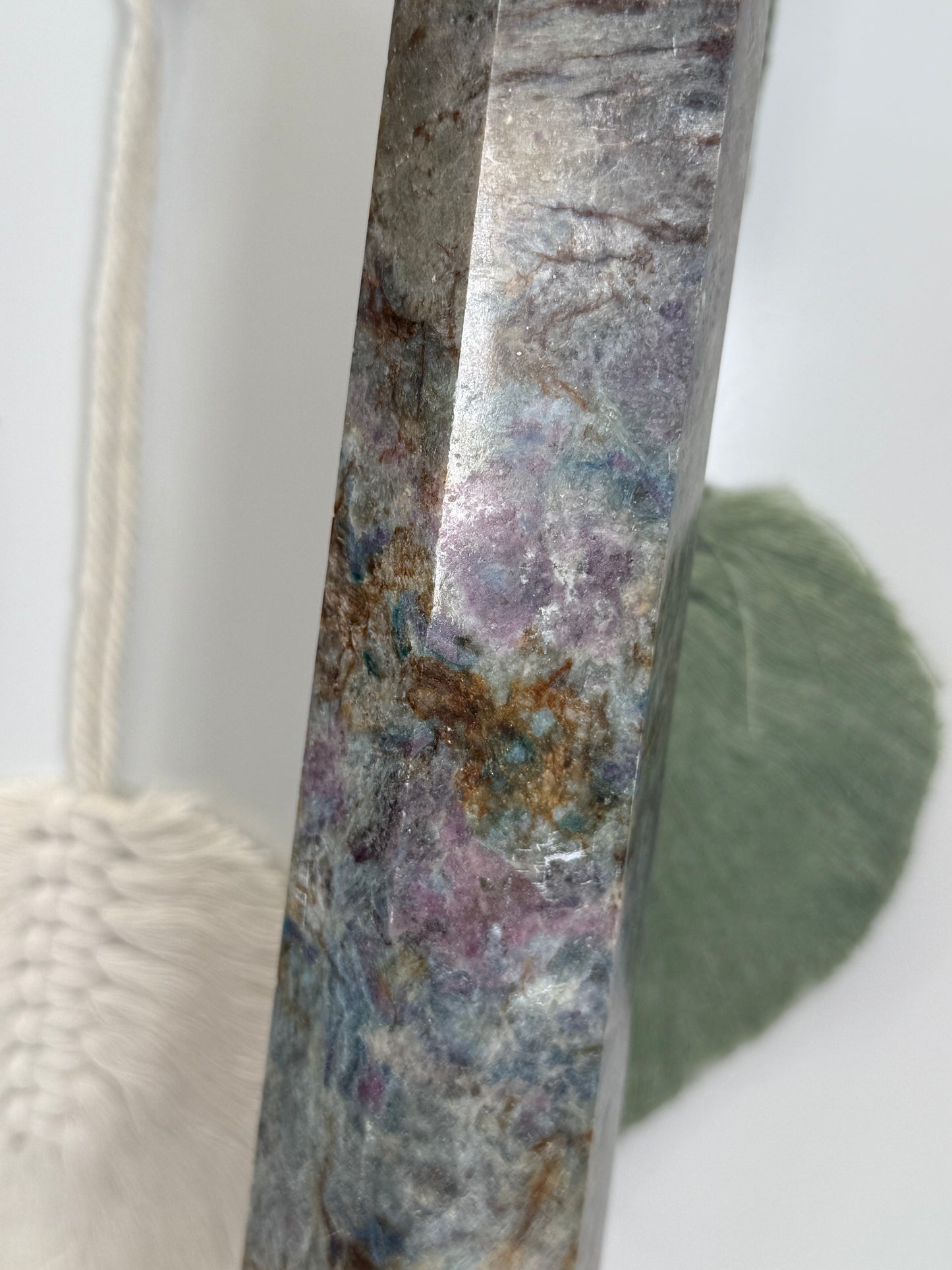 1.3kg Ruby In Kyanite / Iron Stained Quartz Point