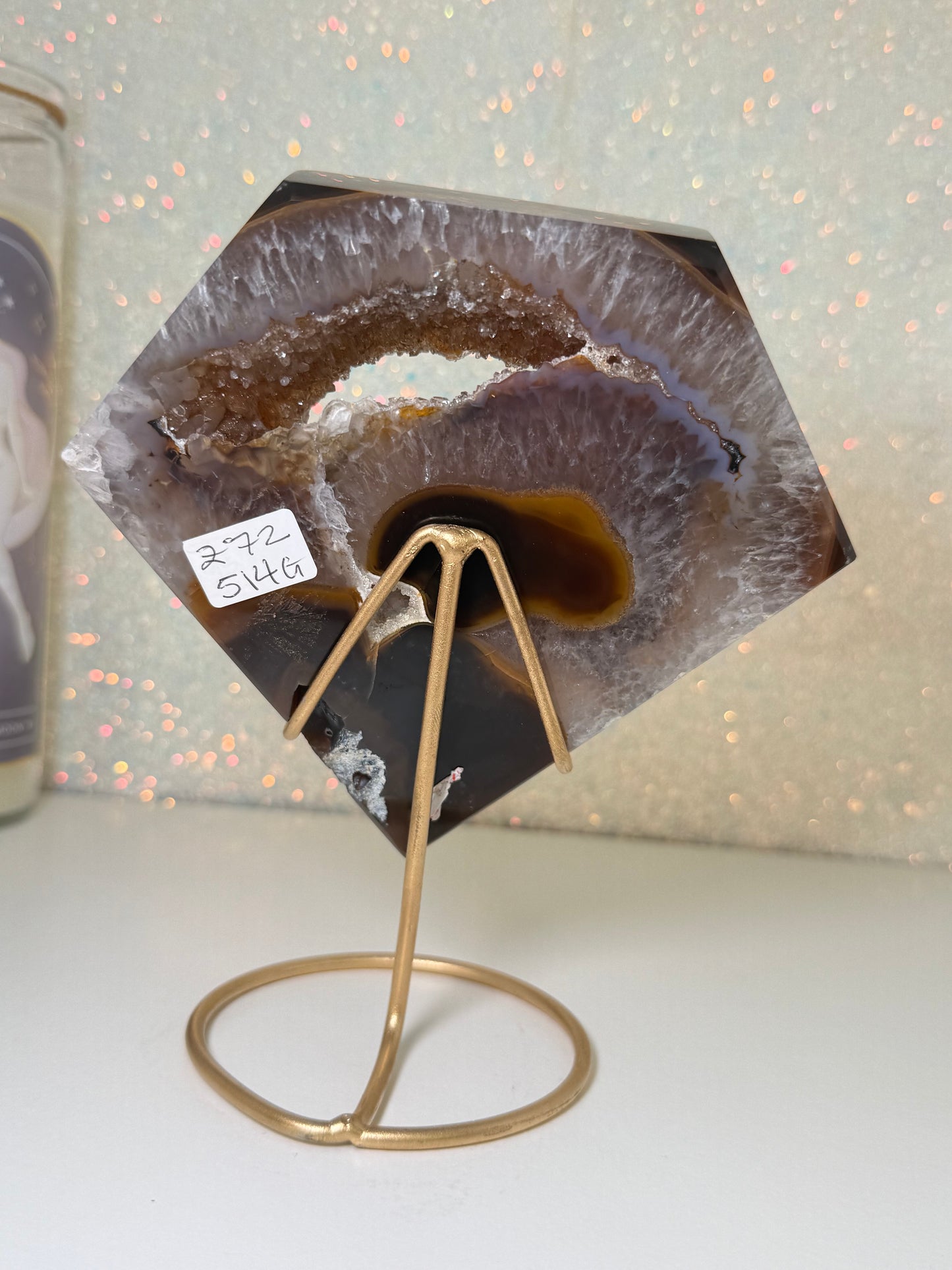 Brazilian Agate Diamond On Stand
