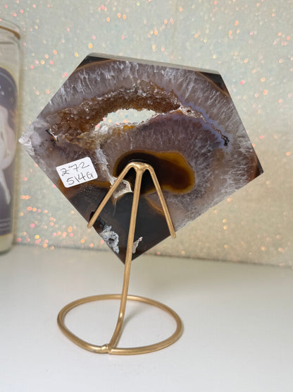 Brazilian Agate Diamond On Stand