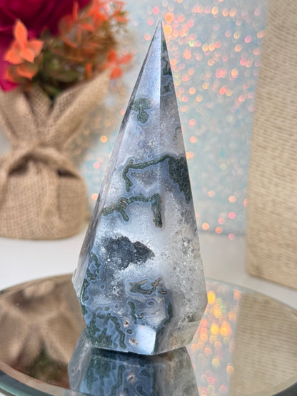 Moss Agate Diamond Point