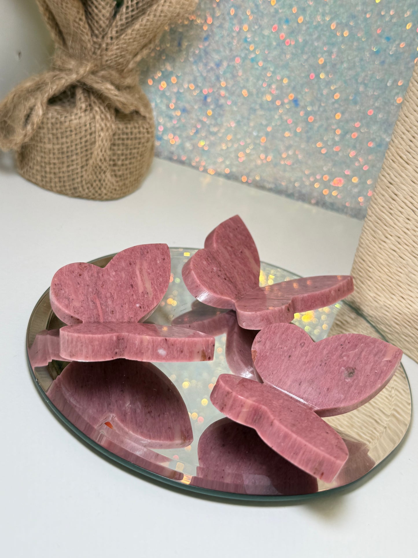 Pink Petrified Wood 3D Butterflies