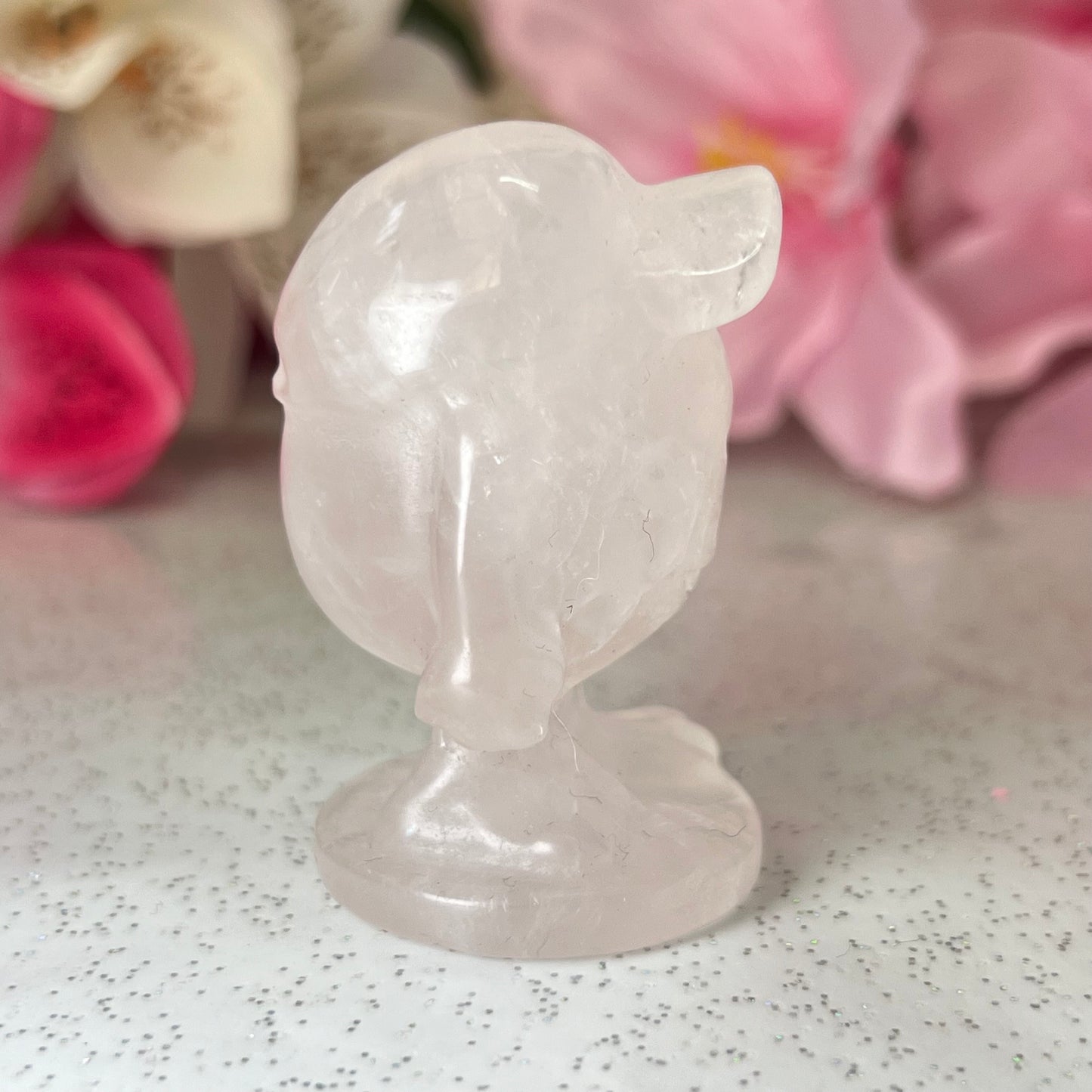 Rose Quartz Mike Wazowski Carving