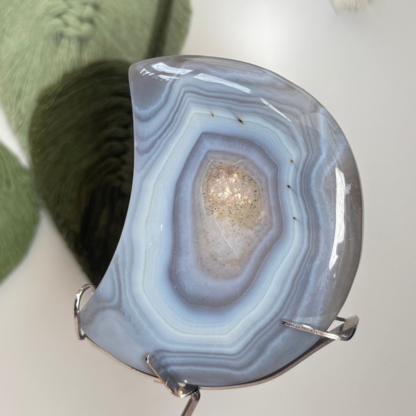 Druzy Agate Moon on Stand