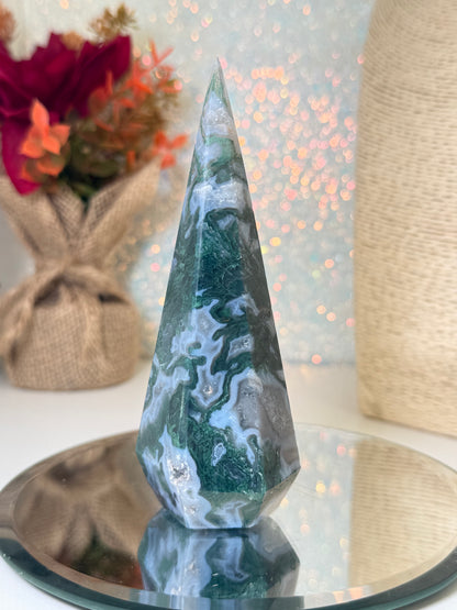 Moss Agate Diamond Point