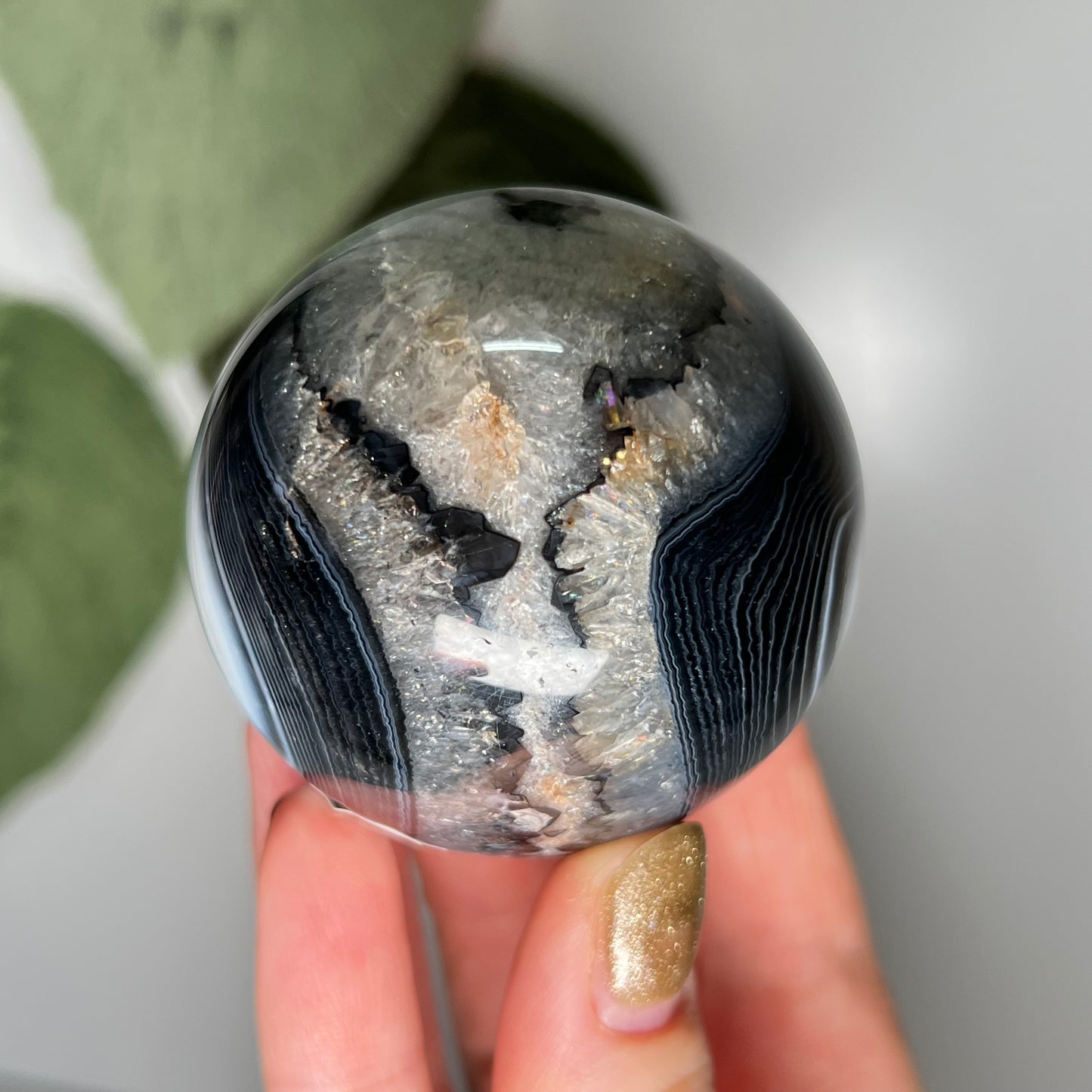 Black Banded Agate Sphere