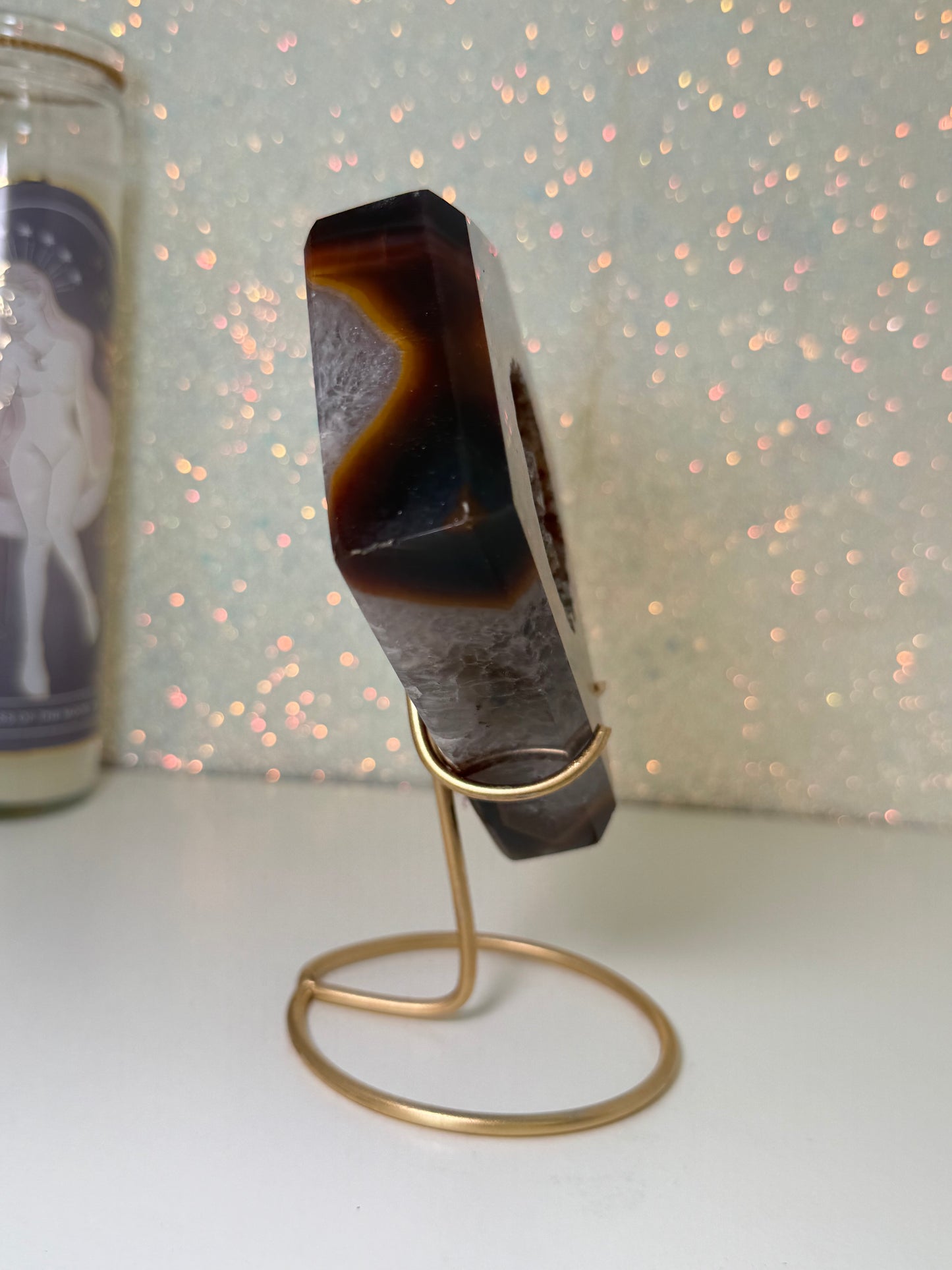 Brazilian Agate Diamond On Stand