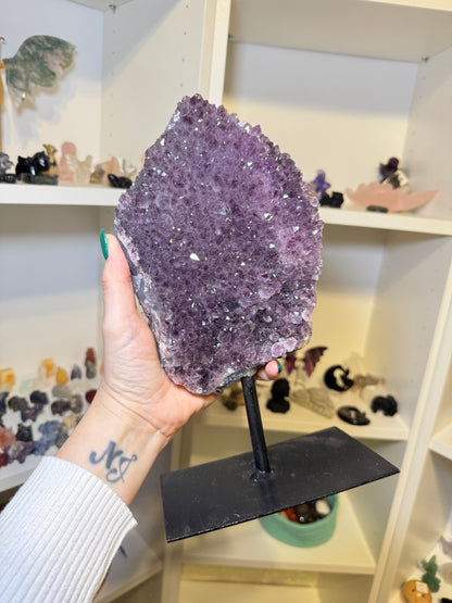 Large Amethyst Cluster On Stand