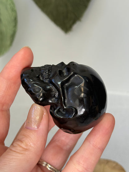 Black Obsidian Bearded Skull