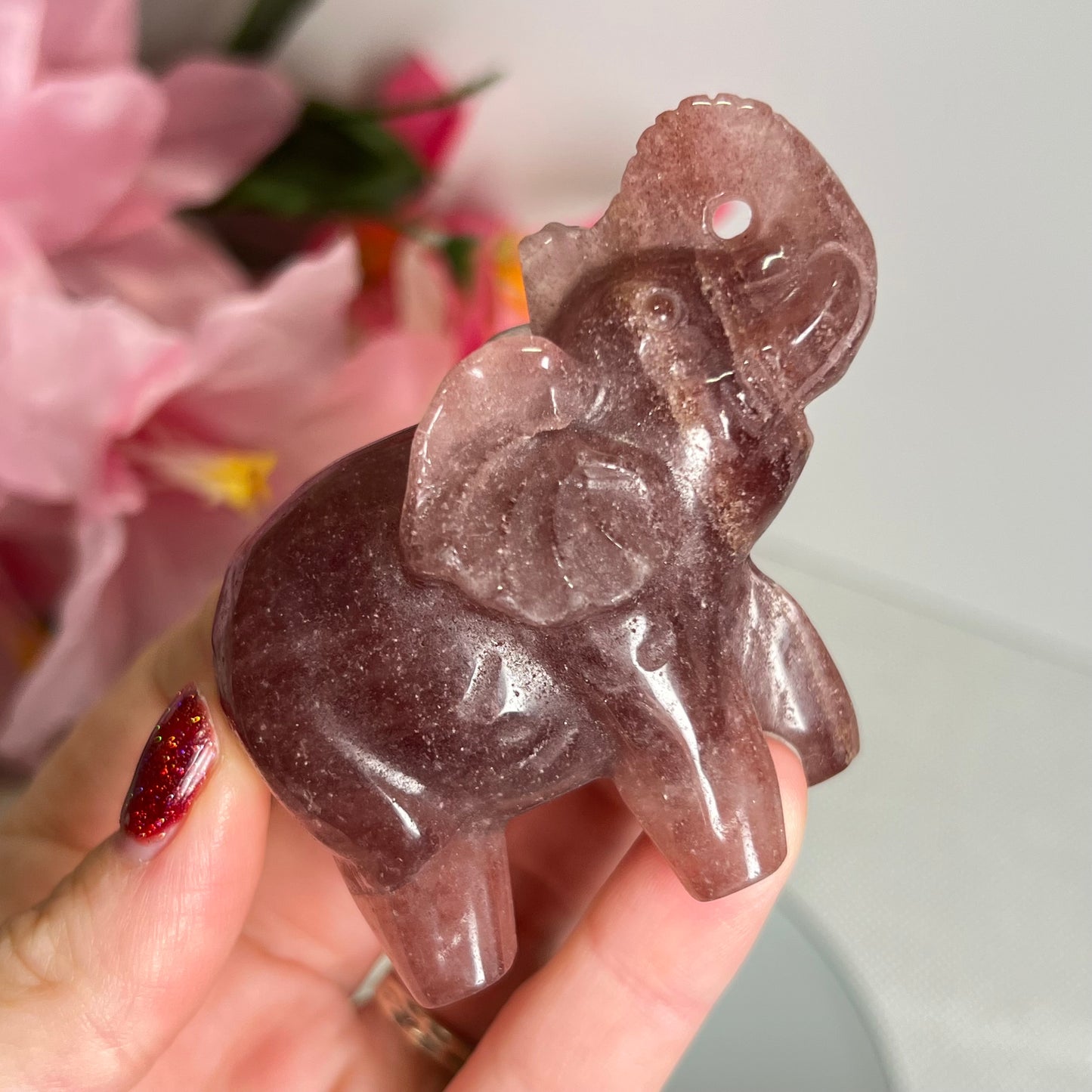 Strawberry Quartz Elephant