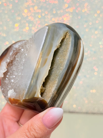 Brazilian Agate Heart On Stand