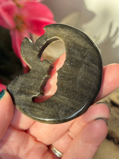 Golden Obsidian Fairy On Moon