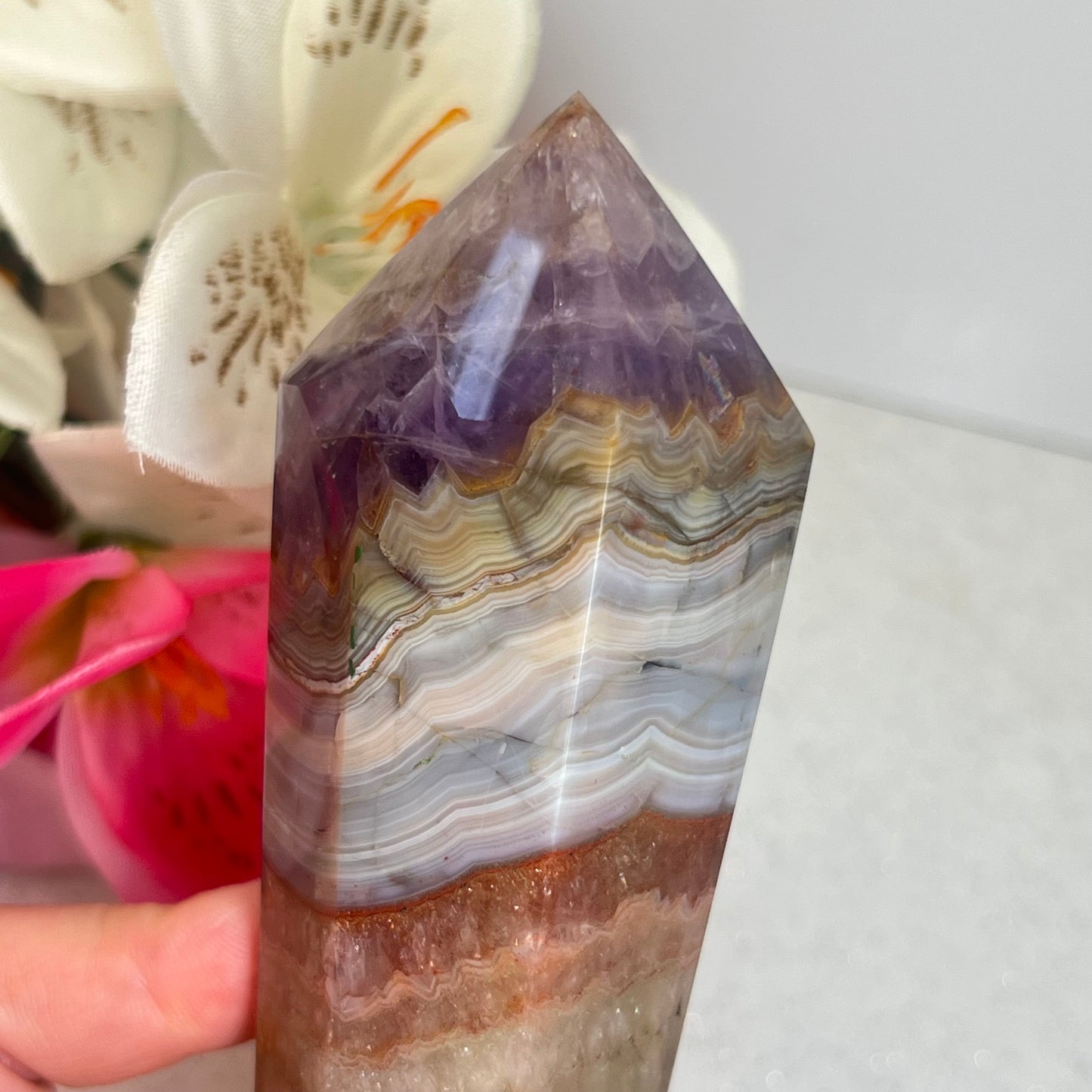 Mexican Agate x Amethyst Wand