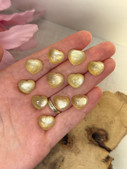 Yellow Mica Mini Heart Cabochon