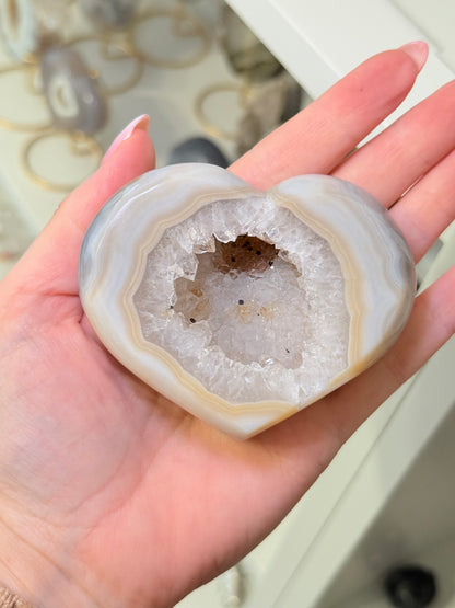 Brazilian Agate Heart On Stand
