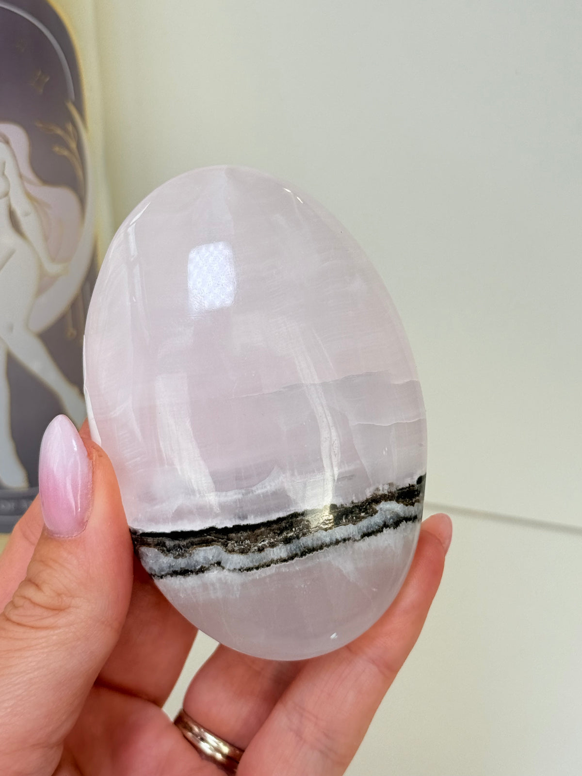 Smoky Mangano Calcite Palm Stone