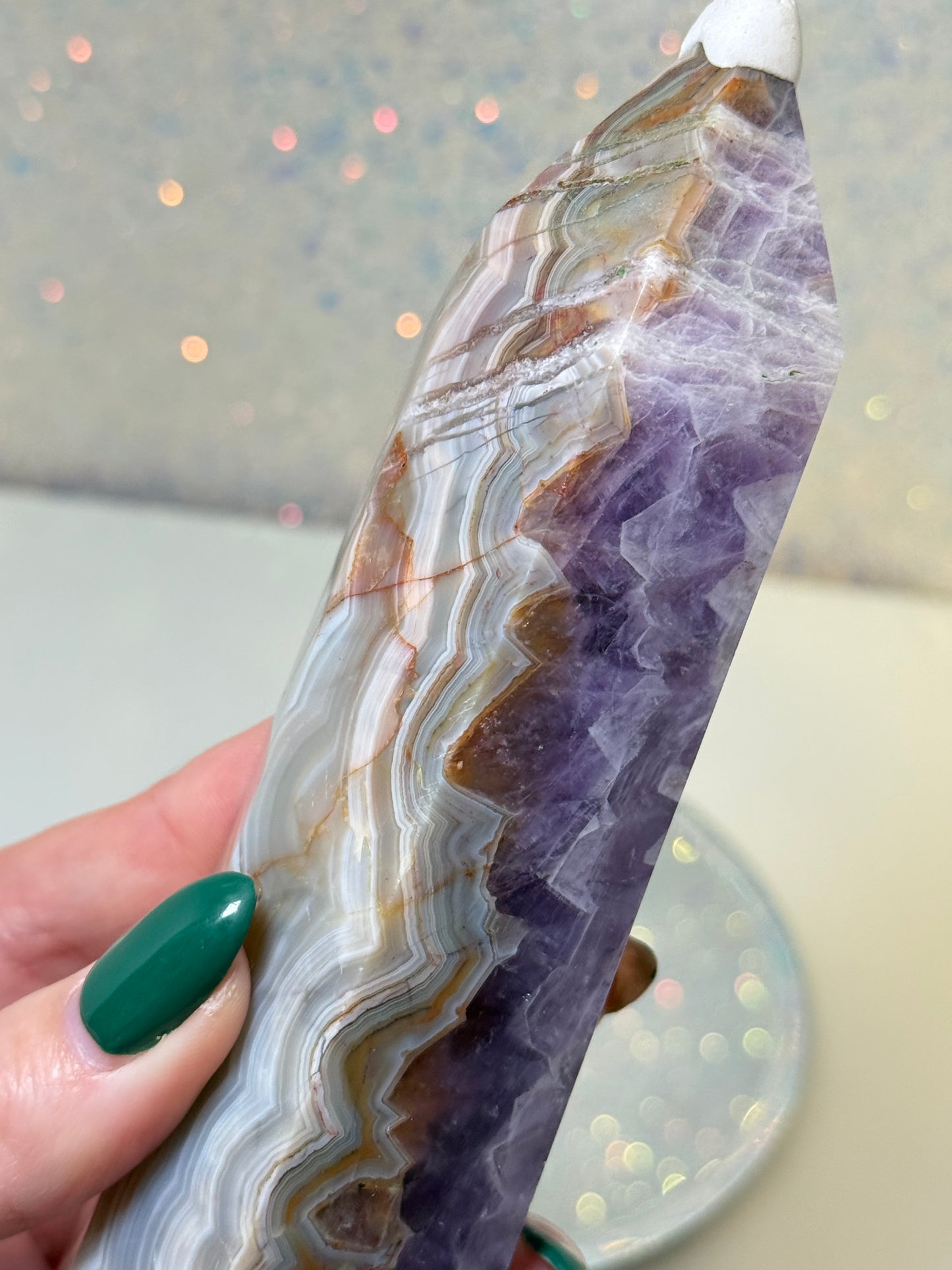 Amethyst / Mexican Lace Agate Large Point
