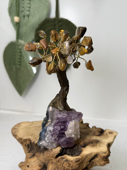 Amethyst Cluster Tigers Eye Chip Tree