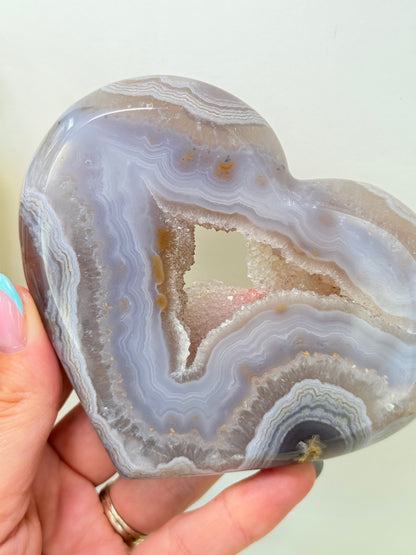 Brazilian Agate Heart On Stand